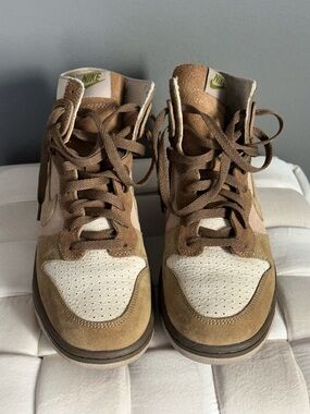 Nike Beige, Brown and Cream Suede High-Top Sneakers